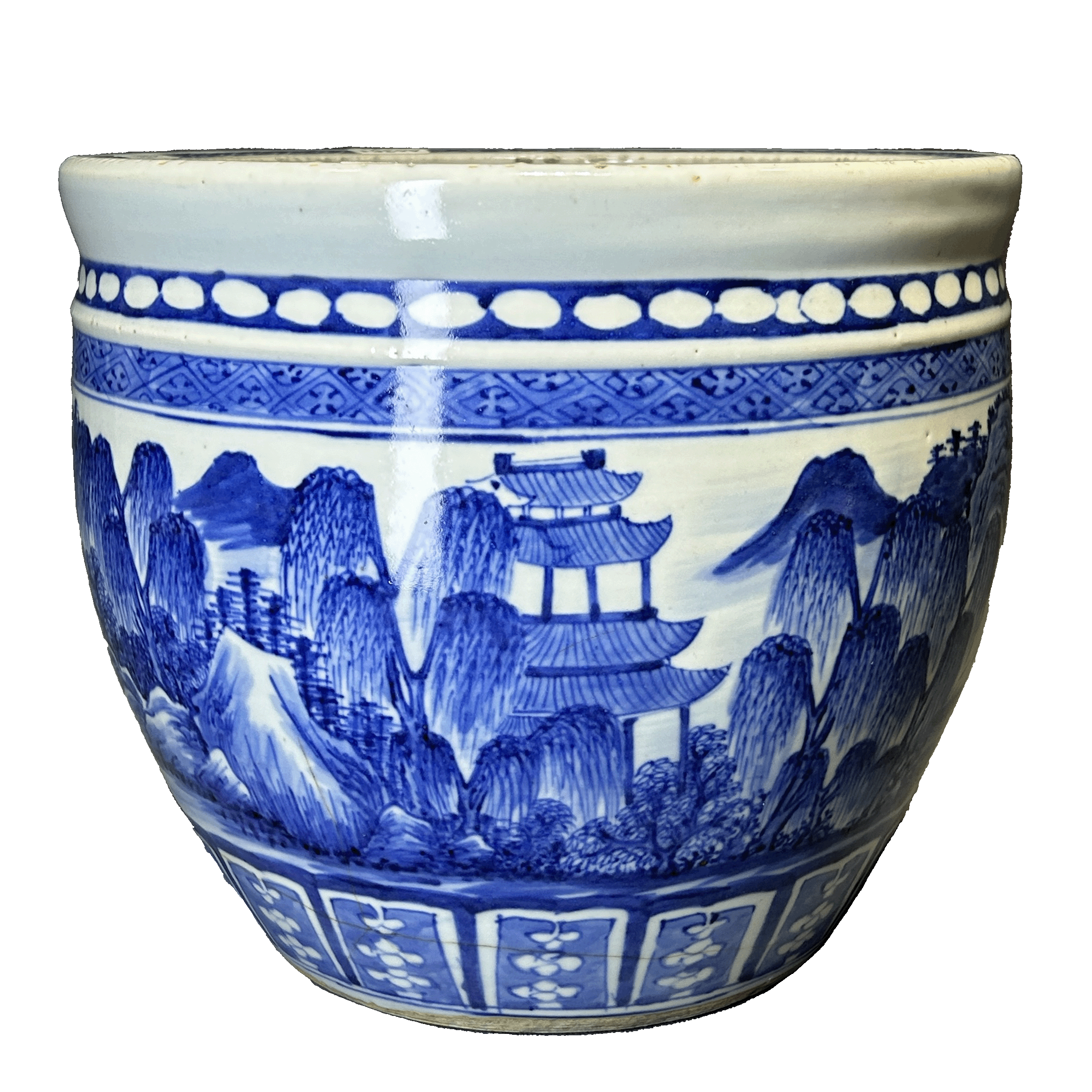 25150345x青花山水纹卷缸