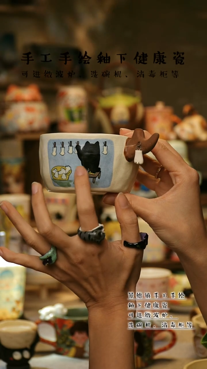 【闪购商品】杯陶瓷景德镇高温釉下彩&A855