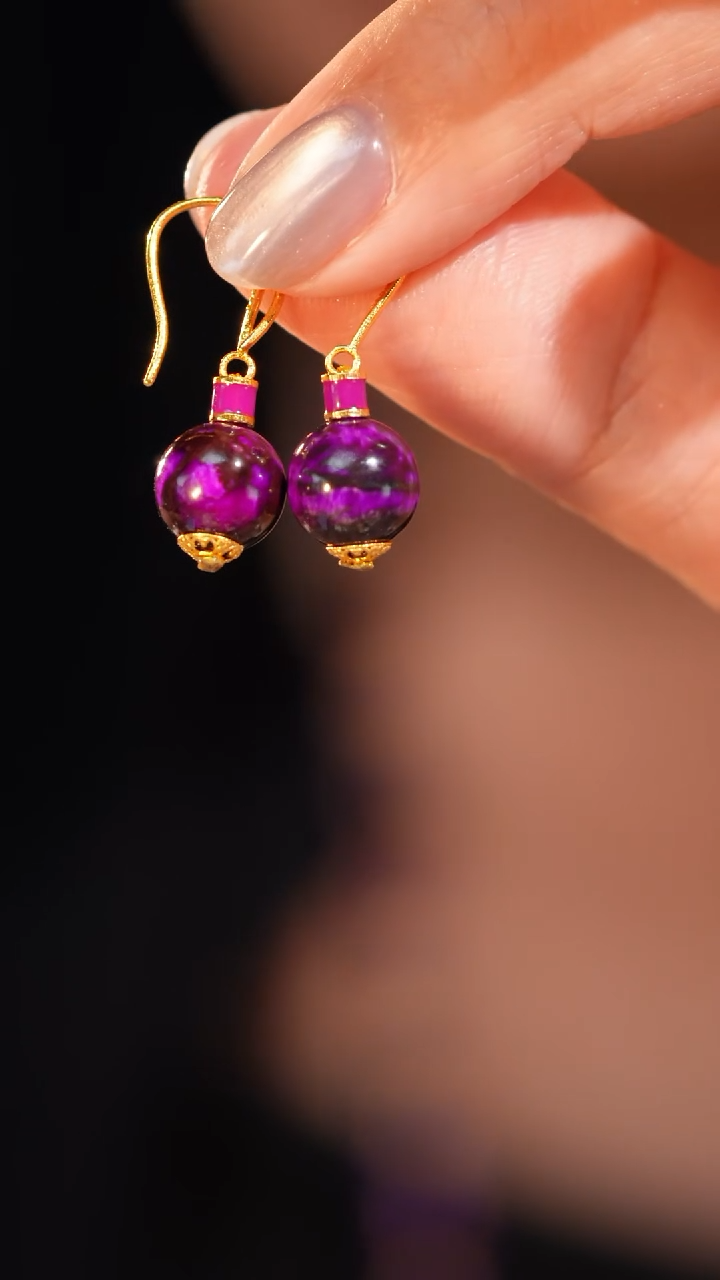 苏纪石（舒俱来）未镶嵌耳钉丝绒圆珠耳钩/18k（夕拾）