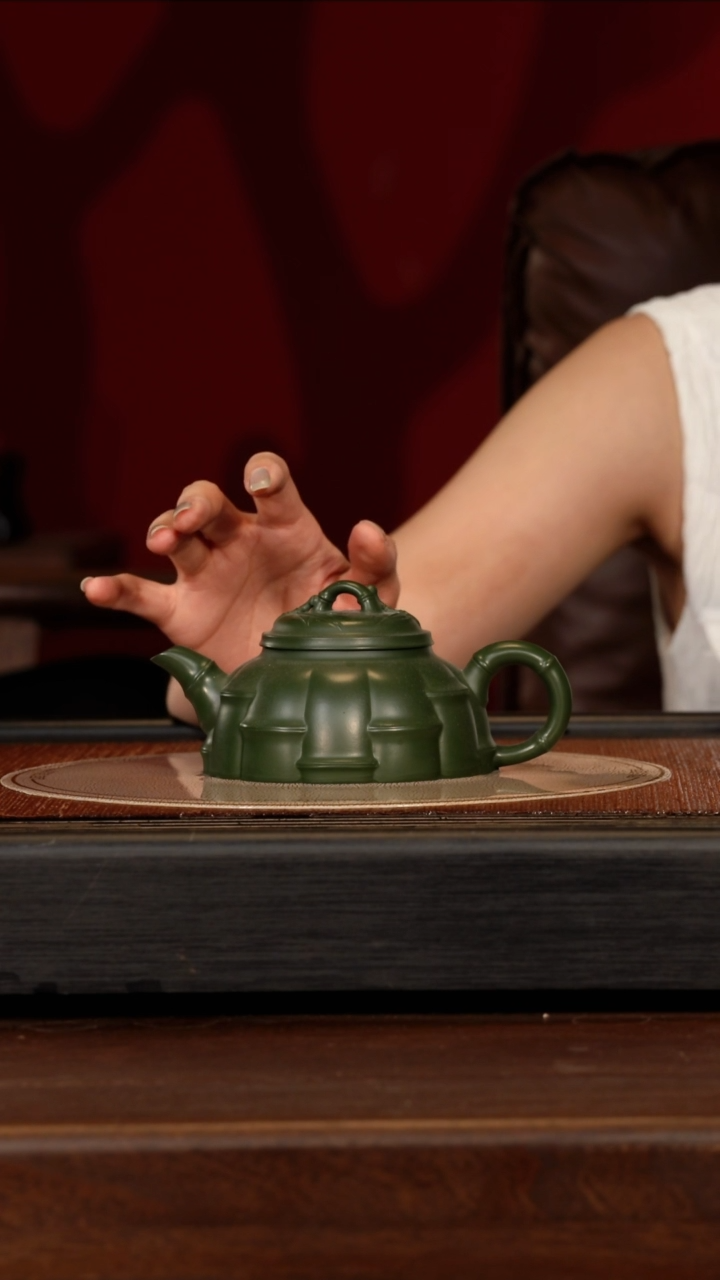 茶壶紫砂宜兴紫砂CH 绿泥 竹段 300cc