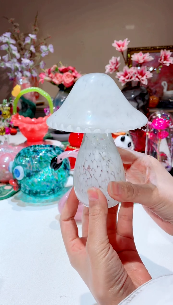 【闪购商品】琉璃手工艺品白色蘑菇  微瑕