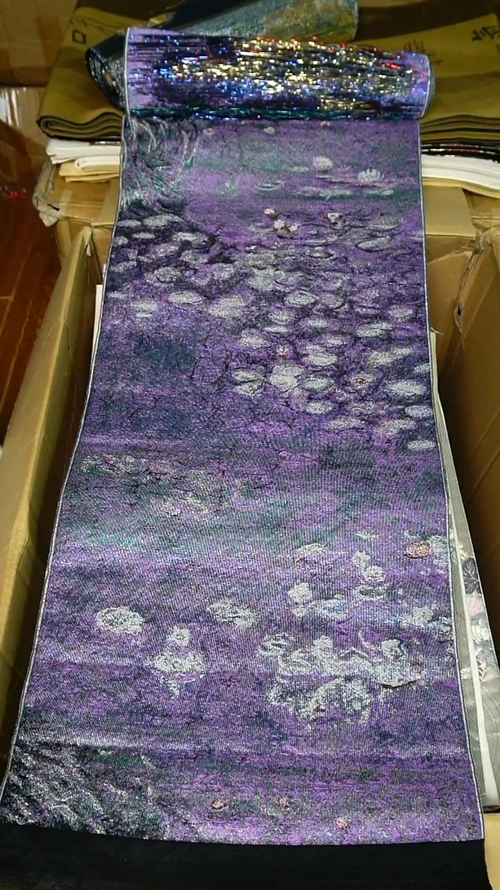 织绣1彩金莫奈睡莲卷布
