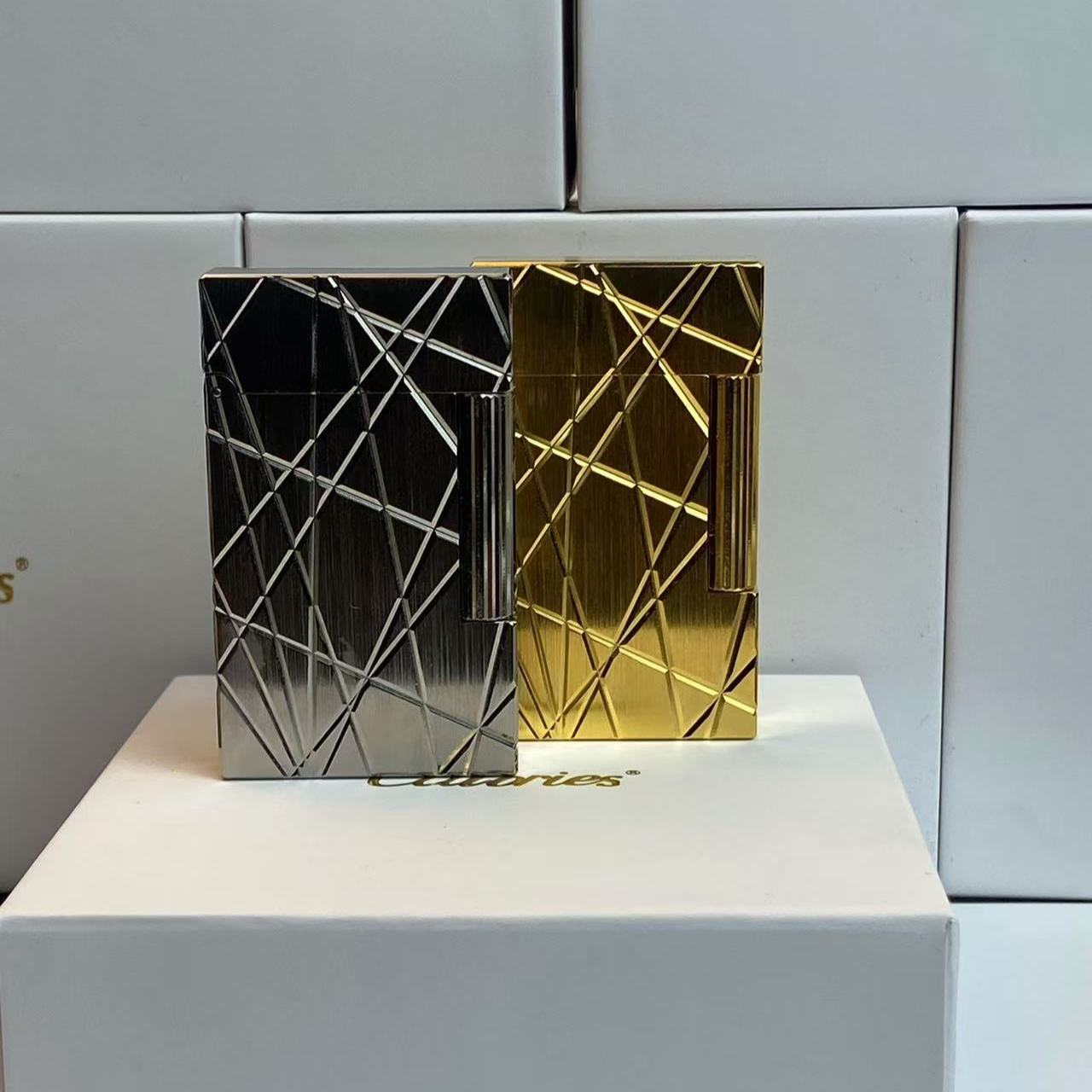 卡路创意几何纹朗声打火机高档男士礼品充气侧滑设计充气打火机