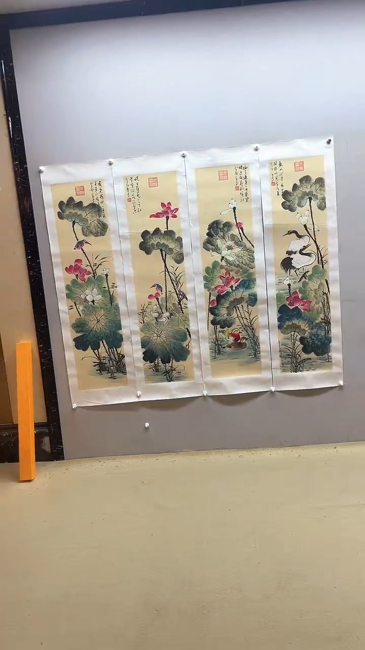 【闪购商品】国画张金专 荷花四条屏