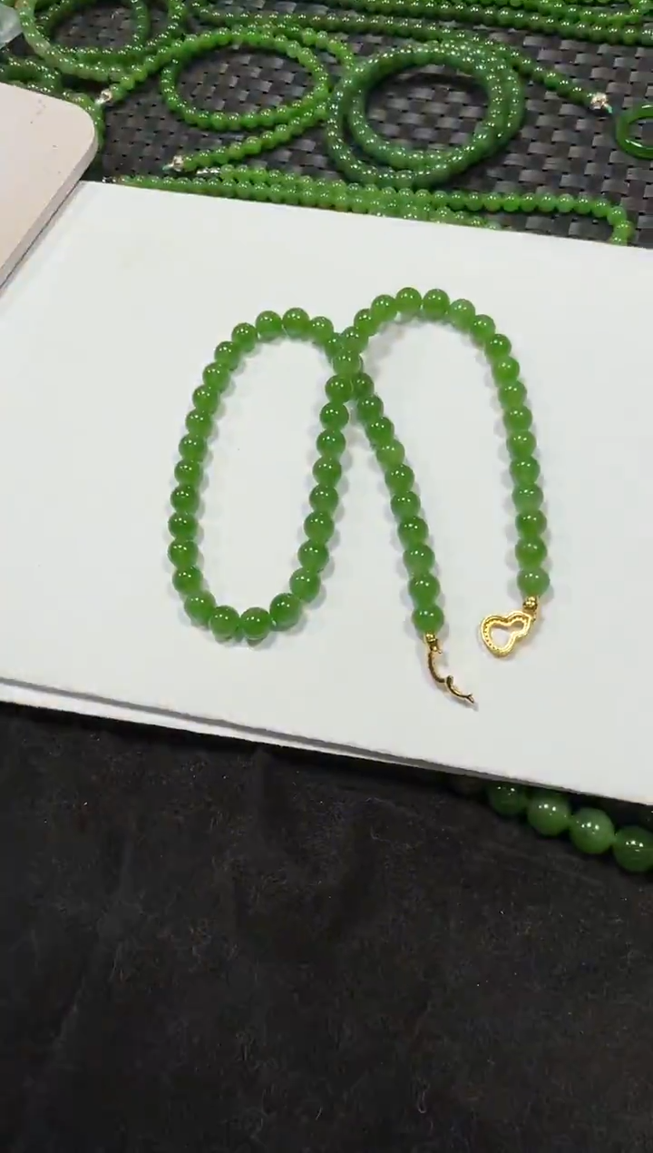 项链未镶嵌和田玉（碧玉）冰阳妈妈链无黑点8m