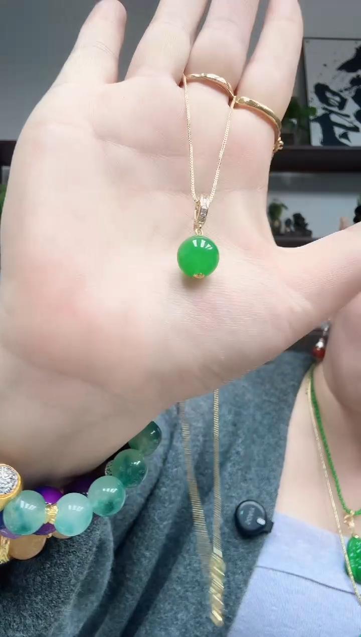 吊坠(赠链)未镶嵌翡翠有球必应小滴溜
