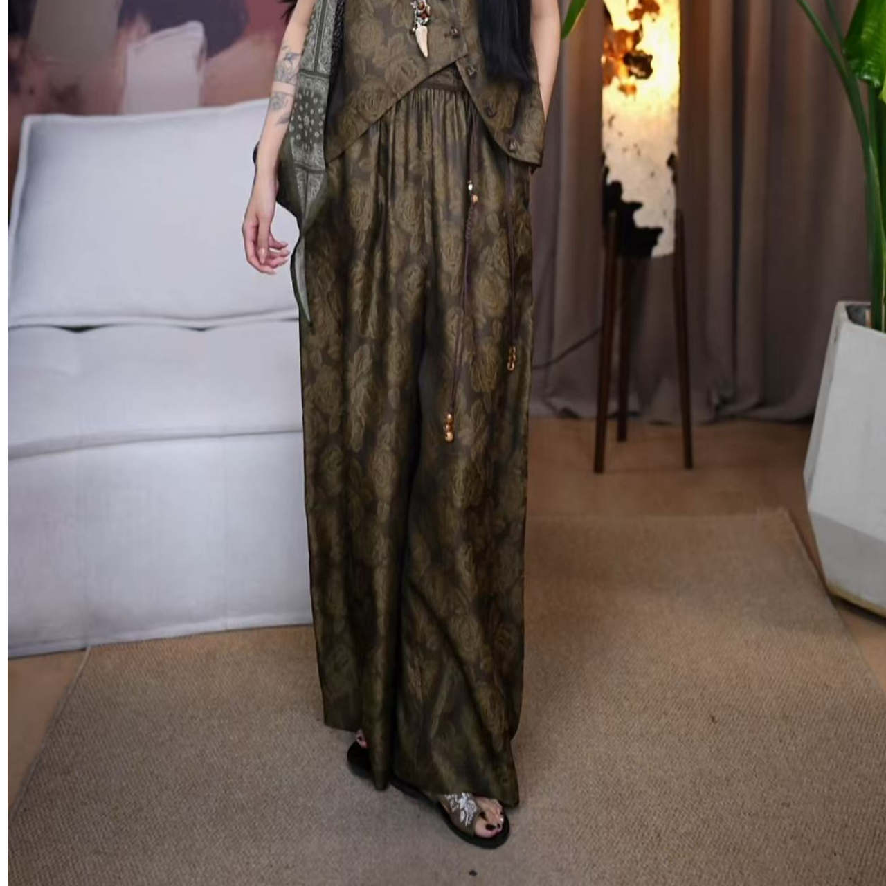 B『岁和』桑蚕丝时尚设计显瘦宽松裤子