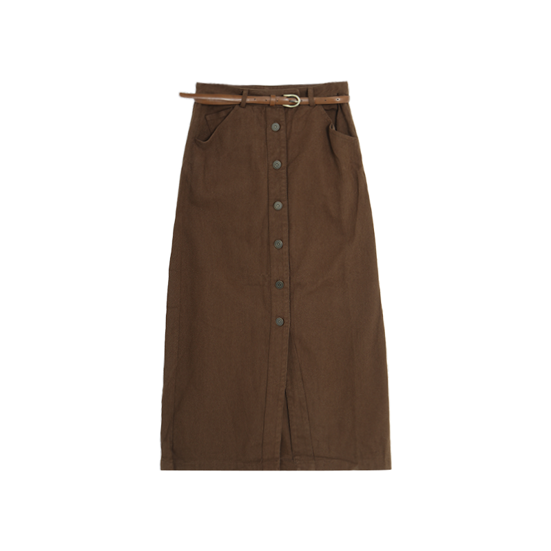 【专场PO价】西町村屋复古百搭通勤A字半身裙(含腰带)HC8410268