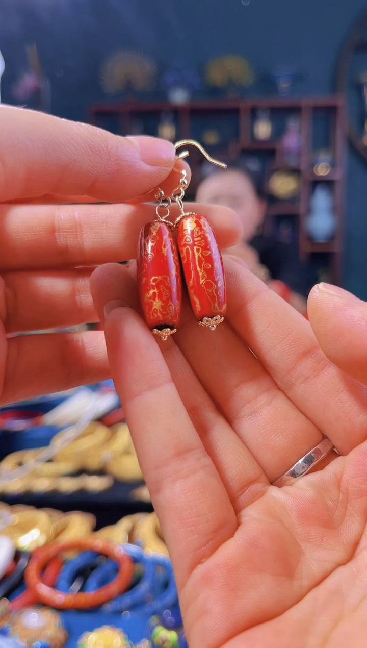 【闪购商品】非遗绝技 犀皮漆耳环 红