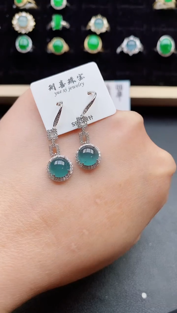 【闪购商品】翡翠耳饰银S925镶嵌0000