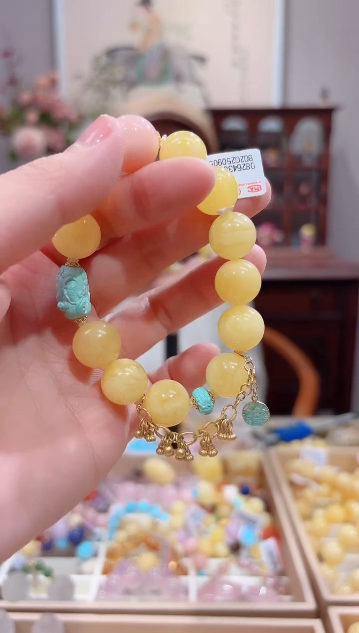 【闪购商品】蜜蜡手串18K金镶嵌设计款珠串