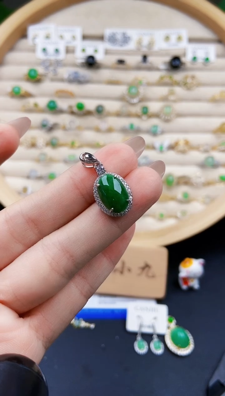 翡翠银S925镶嵌颈饰12
