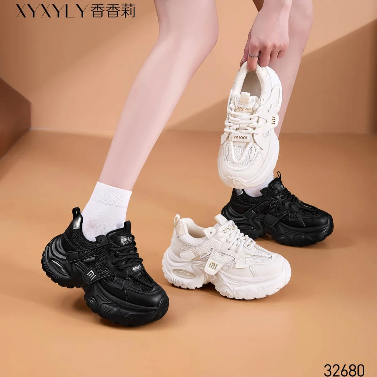 香香莉32680显脚小老爹鞋老爹鞋厚底运动鞋透气时尚ins女鞋