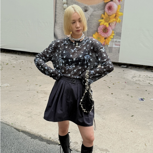 HELLOTANGO《蝴蝶私语》暗黑甜酷辣妹风蝴蝶结满印罩衫长袖56505#