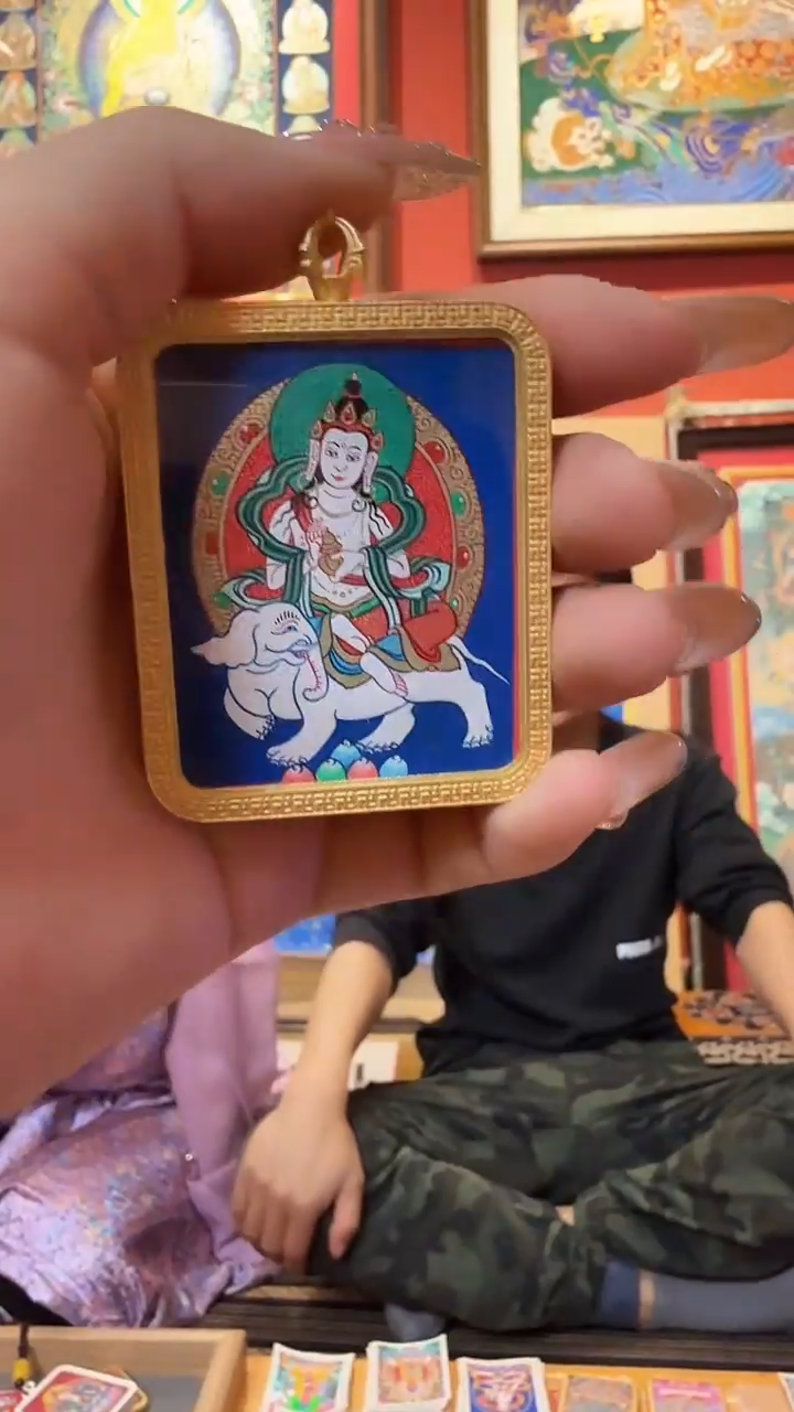 吊坠普贤老师--罗藏热杰手绘唐卡