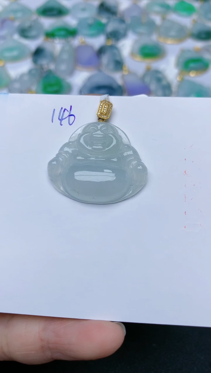 【闪购商品】翡翠颈饰18K金镶嵌天然翡翠A货    