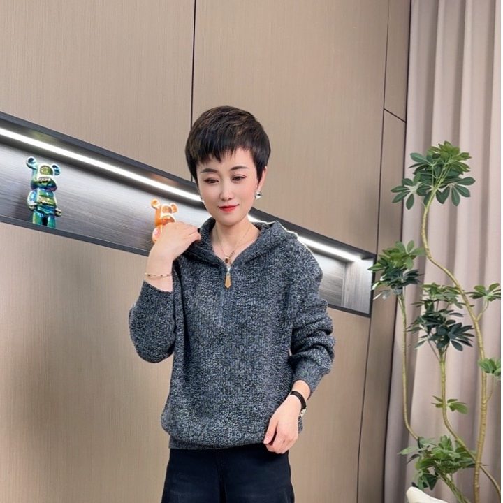 妮子严选“花海漫步”100羊毛显瘦半拉链百搭毛衣8091