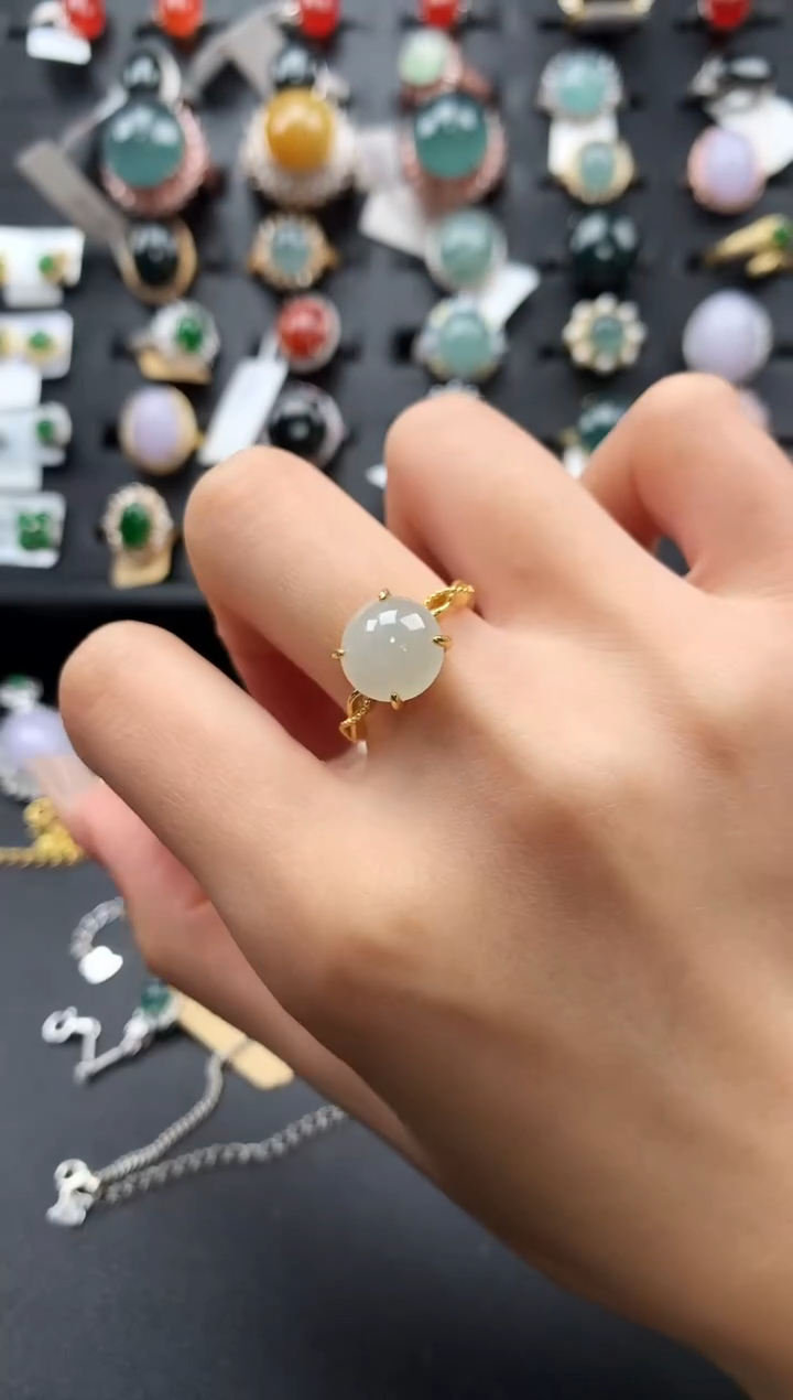 【闪购商品】翡翠戒指银S925镶嵌354363