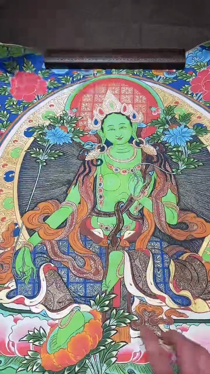 卷轴画【主播精品】高端卷轴画——唐卡AA168绿度母