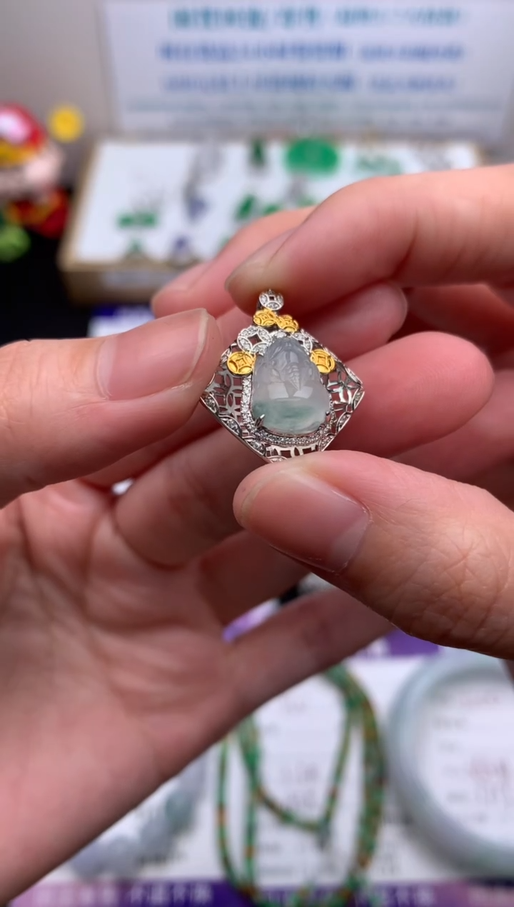 【闪购商品】定制翡翠18K金镶嵌模式推广期24小时鉴赏期