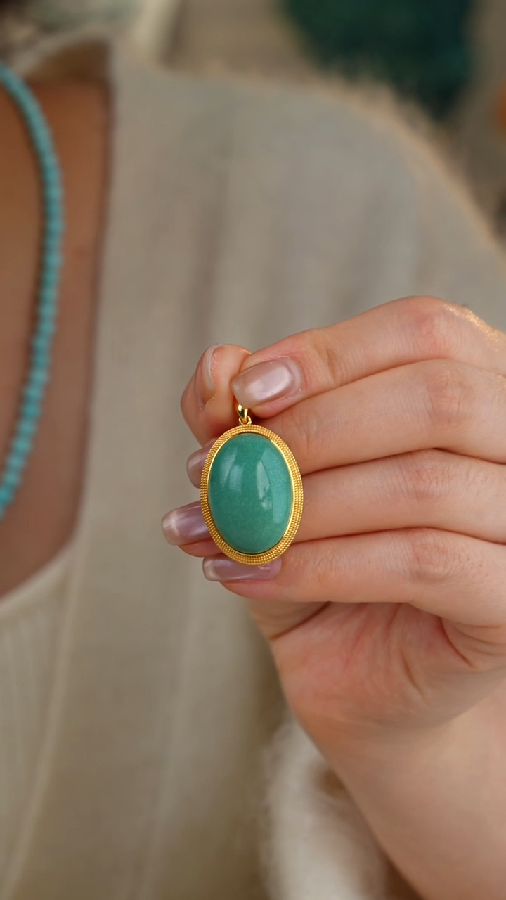 【闪购商品】绿松石吊坠(不含链)18K金镶嵌1