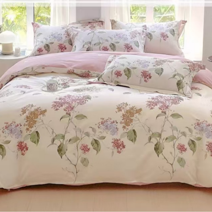 【小林寝饰】小林寝饰全棉印花四件套-南枝粉200*230cm