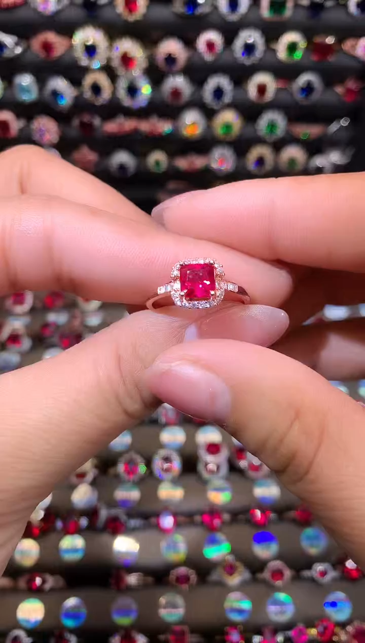 【闪购商品】红宝石戒指银S925镶嵌6玫瑰金