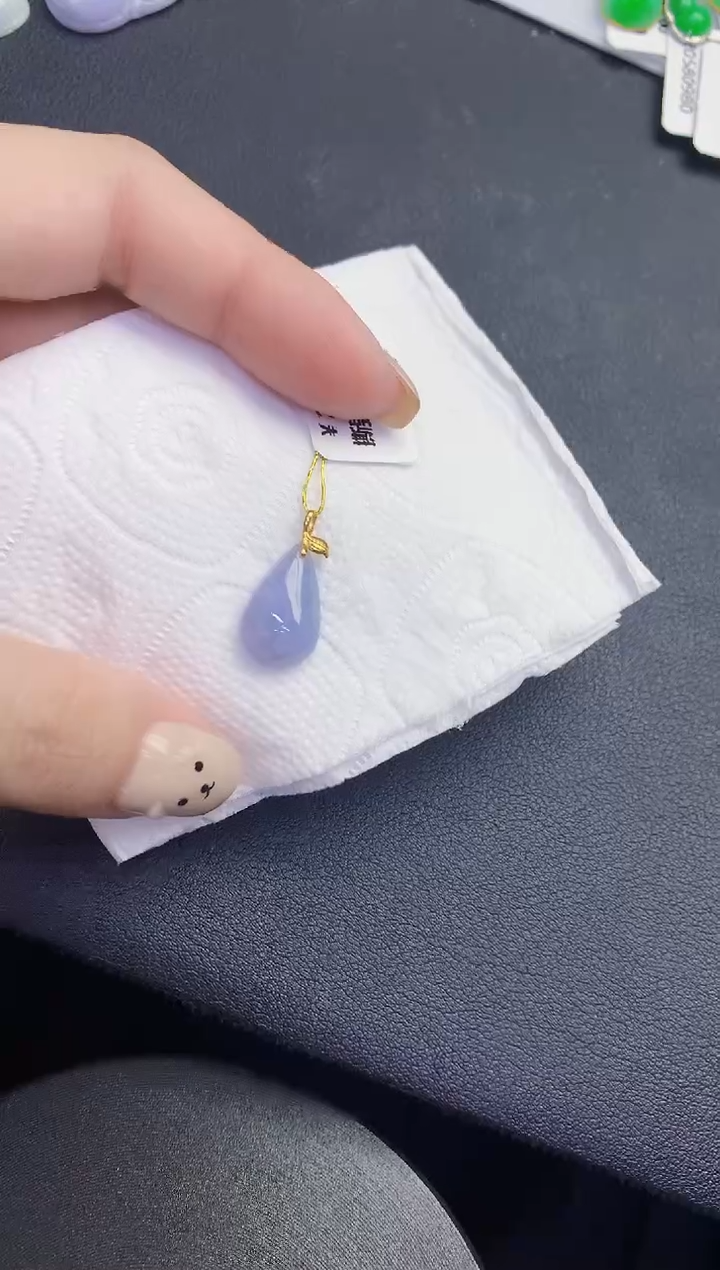 颈饰18K金镶嵌翡翠缅甸天然翡翠A货