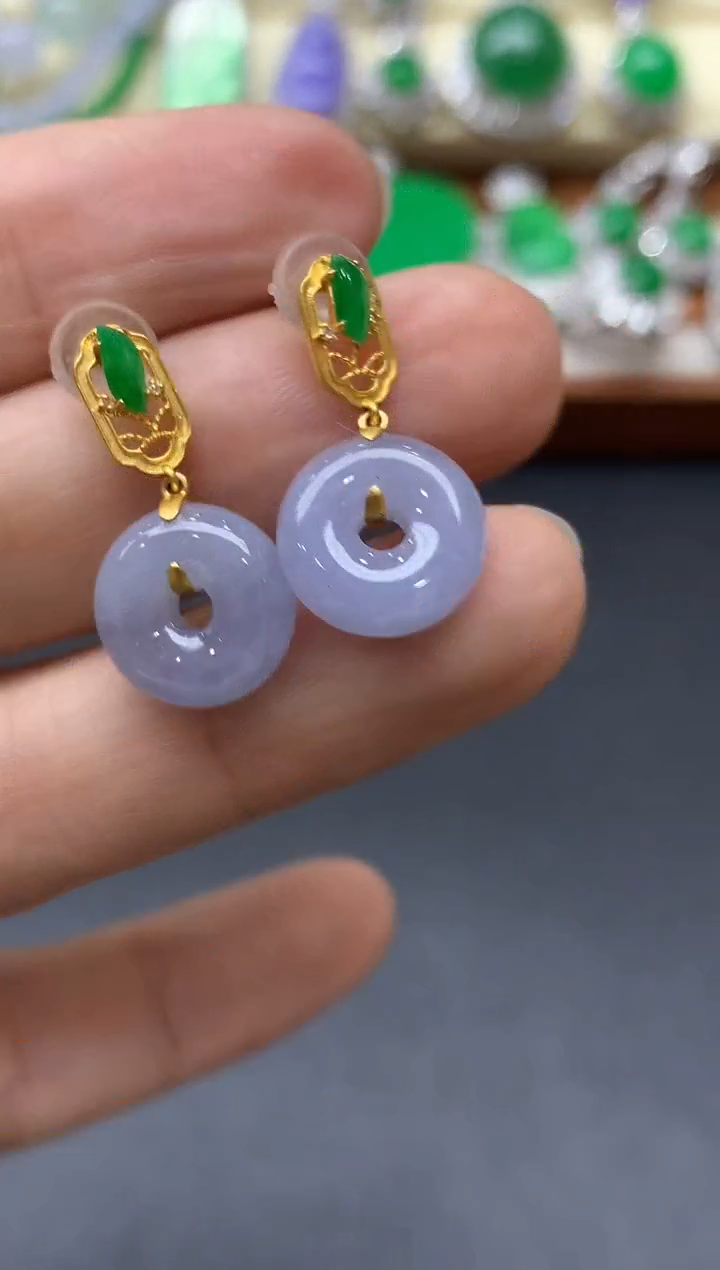 18K金镶嵌翡翠耳饰527-中国好珍宝