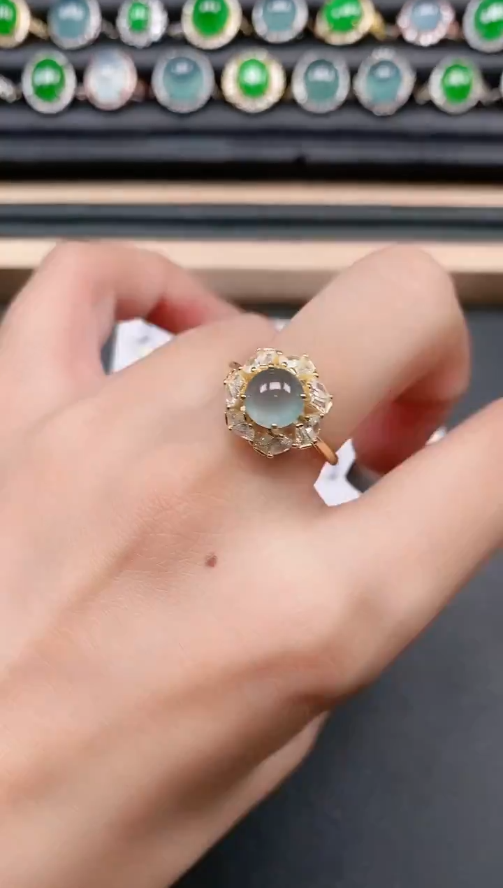 翡翠戒指银S925镶嵌11111