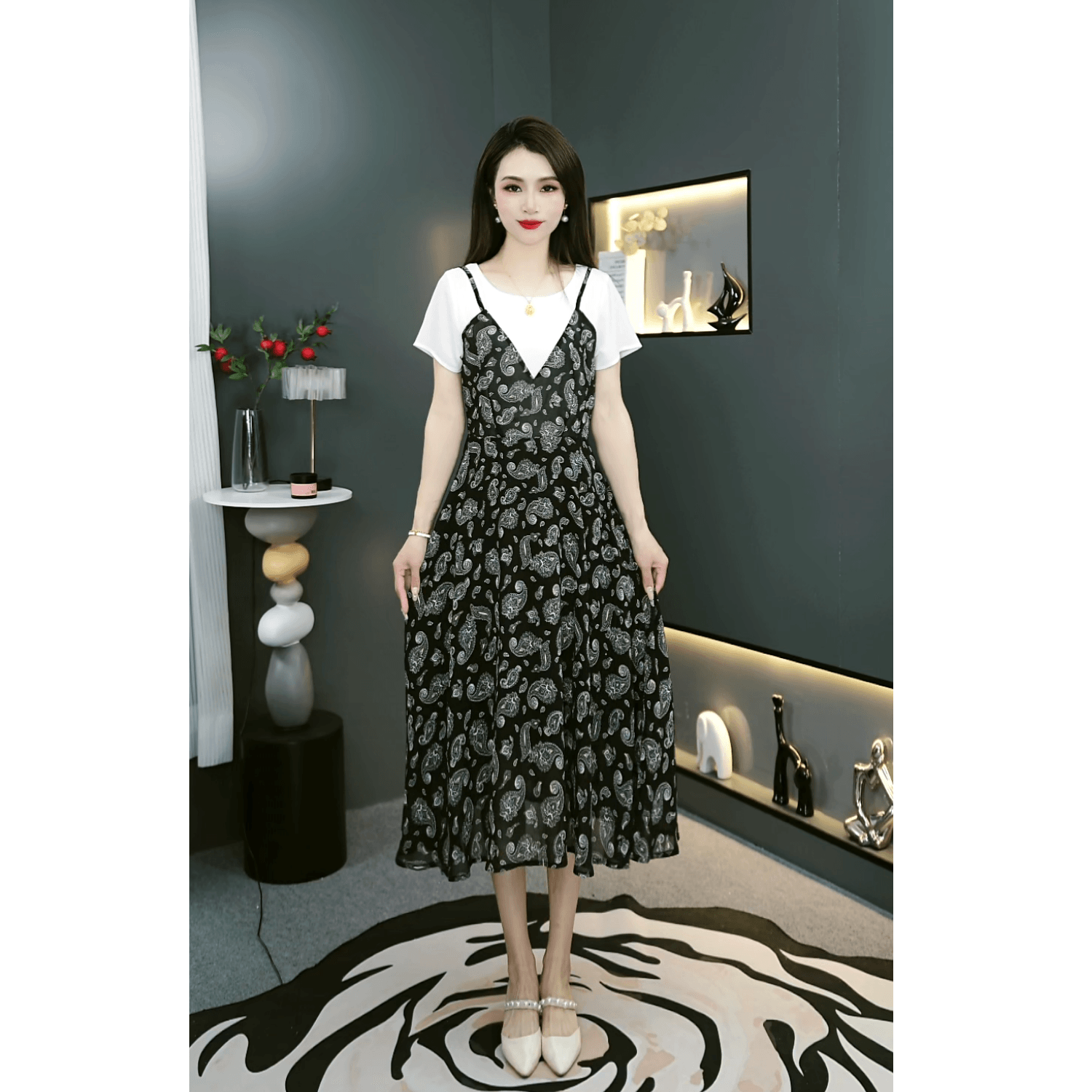 A986时尚小众炸街高级感女装裙子女款爆款2025新款法式轻熟风长裙
