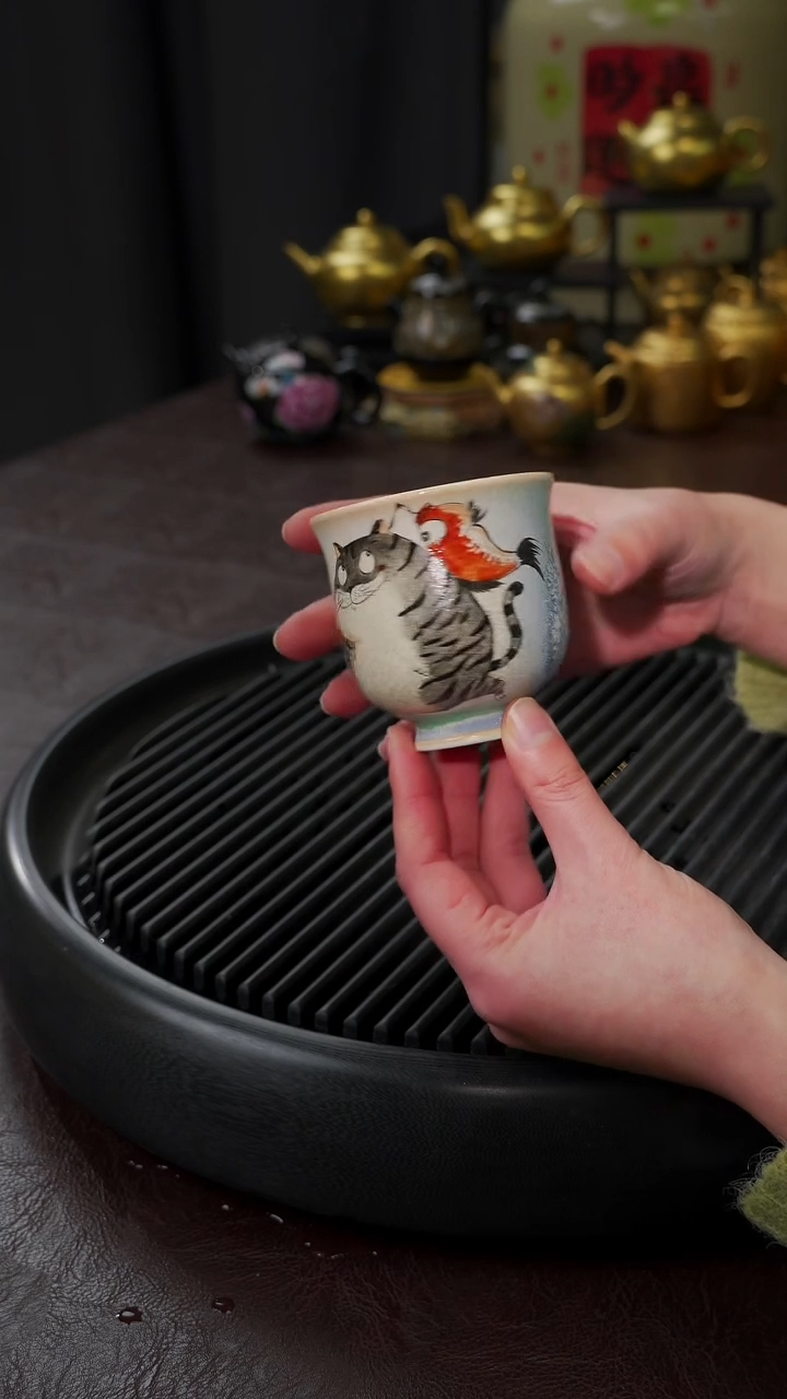 【闪购商品】杯【宜景窑柴烧手绘猫猫】杯子19