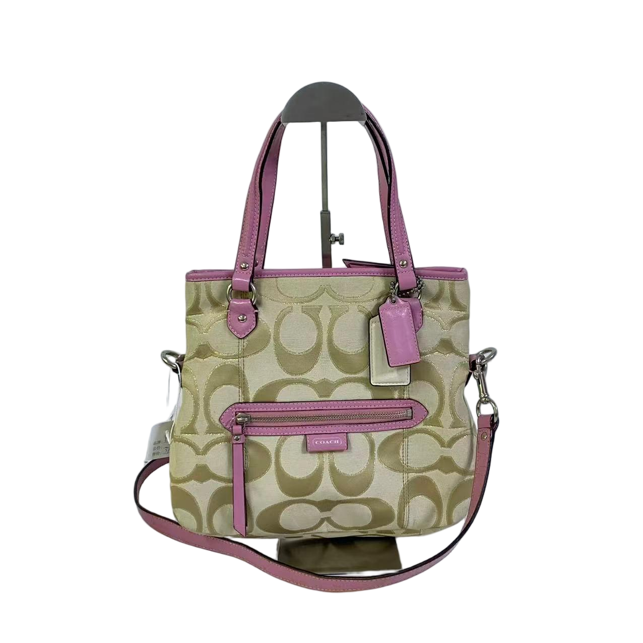 95新 COACH/蔻驰 经典老花轻奢帆布拼皮单肩斜挎包Y-51183-A-