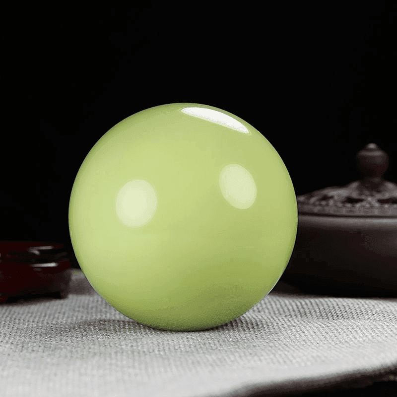 办公室玄关客厅陶瓷黄色手工摆件水晶球圆球摆设家居工艺品创意