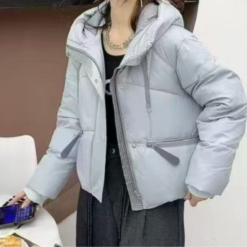 羽狨Y1343浅蓝连帽防寒外套8018