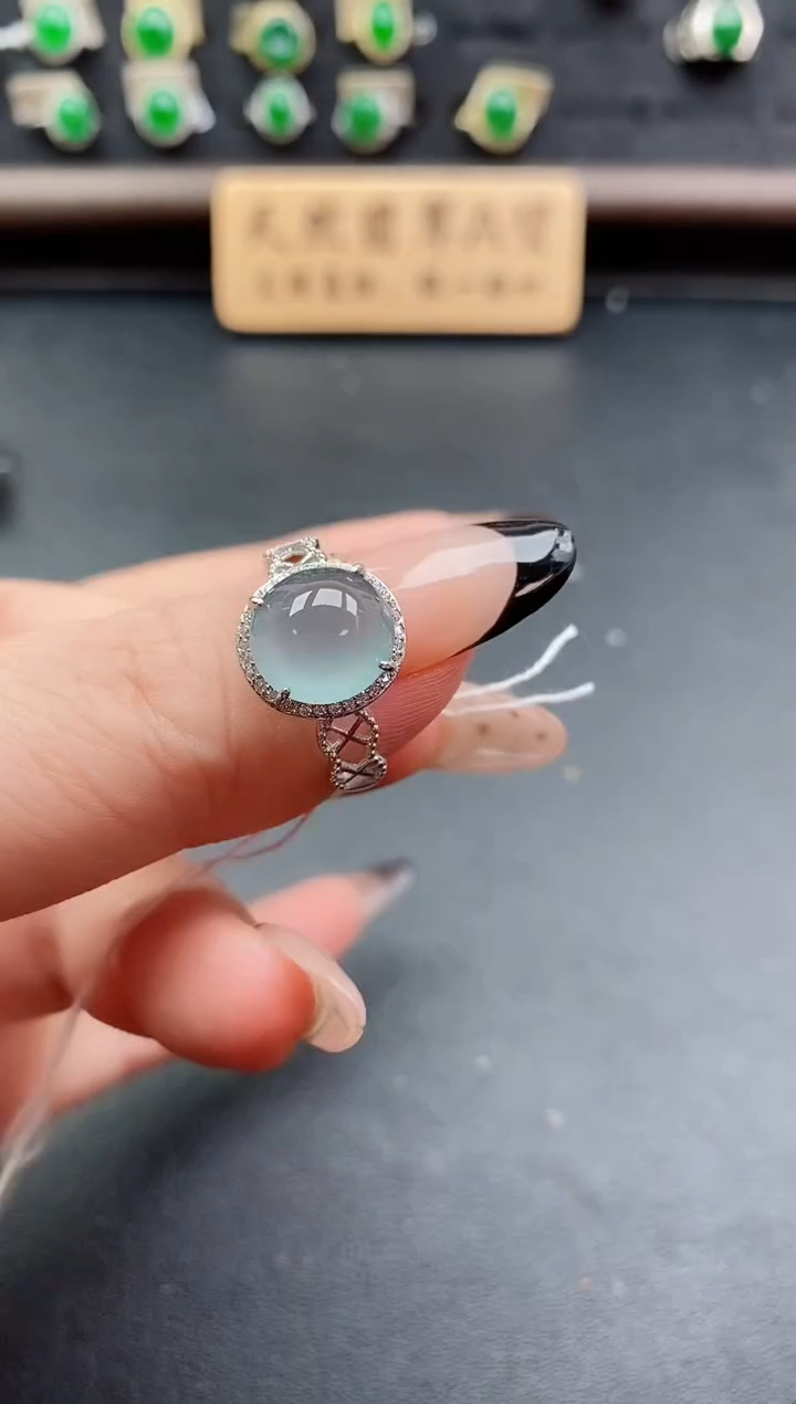 银S925镶嵌戒指翡翠1