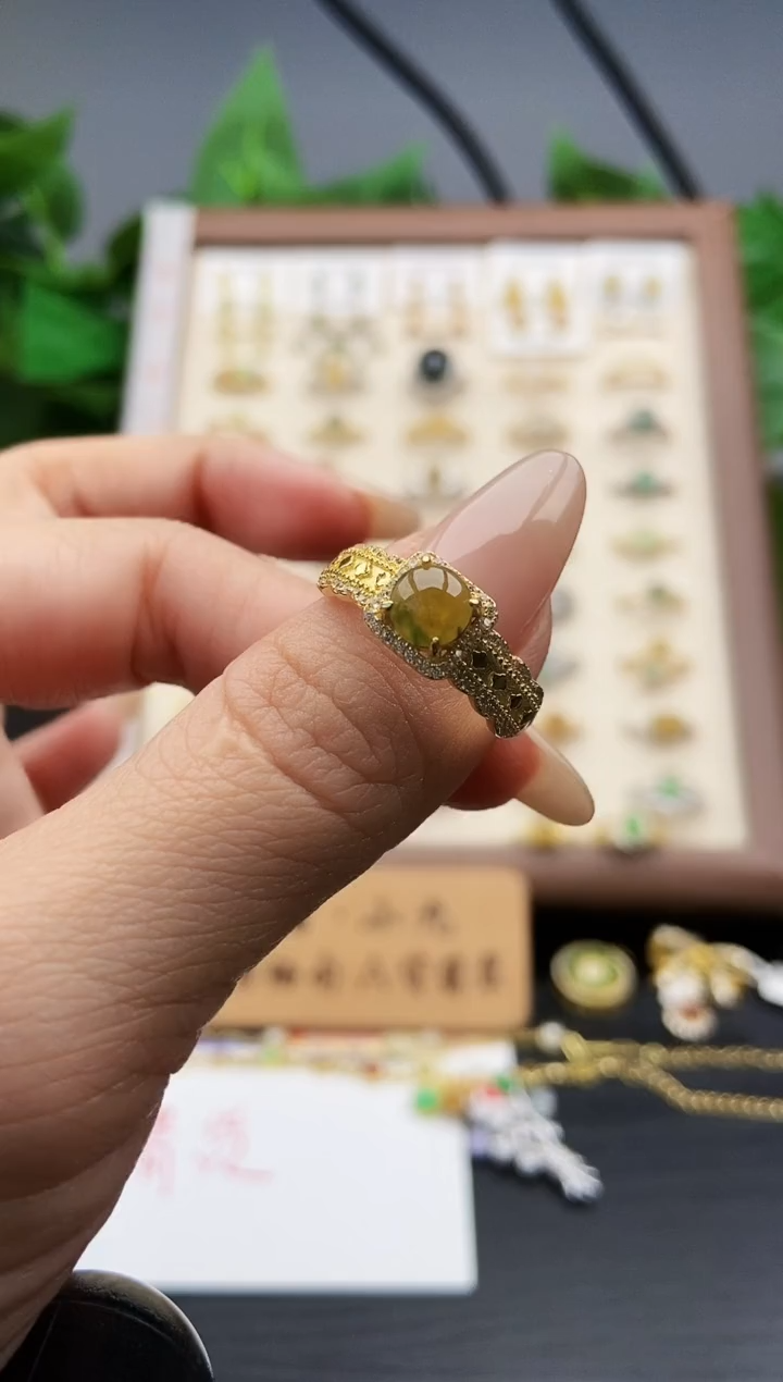 银S925镶嵌戒指翡翠12