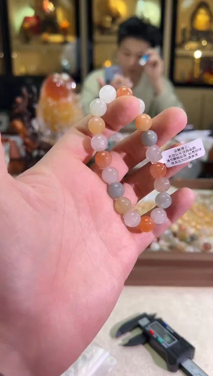 未镶嵌手链水晶10.7mm+莫兰迪猫眼彩兔毛（多样性发一）