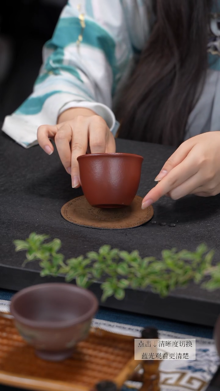 茶杯紫砂朱泥大红袍主人杯