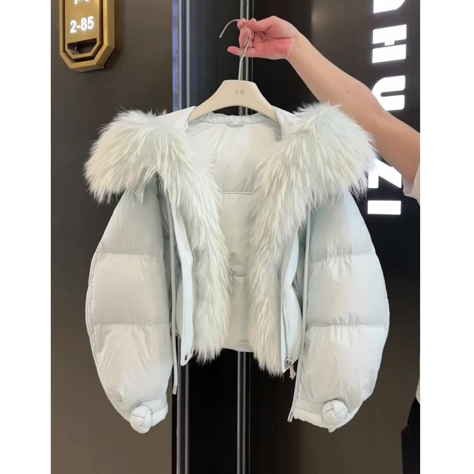 2025年秋冬新款大毛领休闲保暖棉服女韩系时尚短款厚款棉衣外套