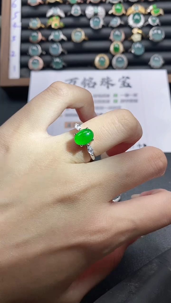 银S925镶嵌戒指翡翠51511