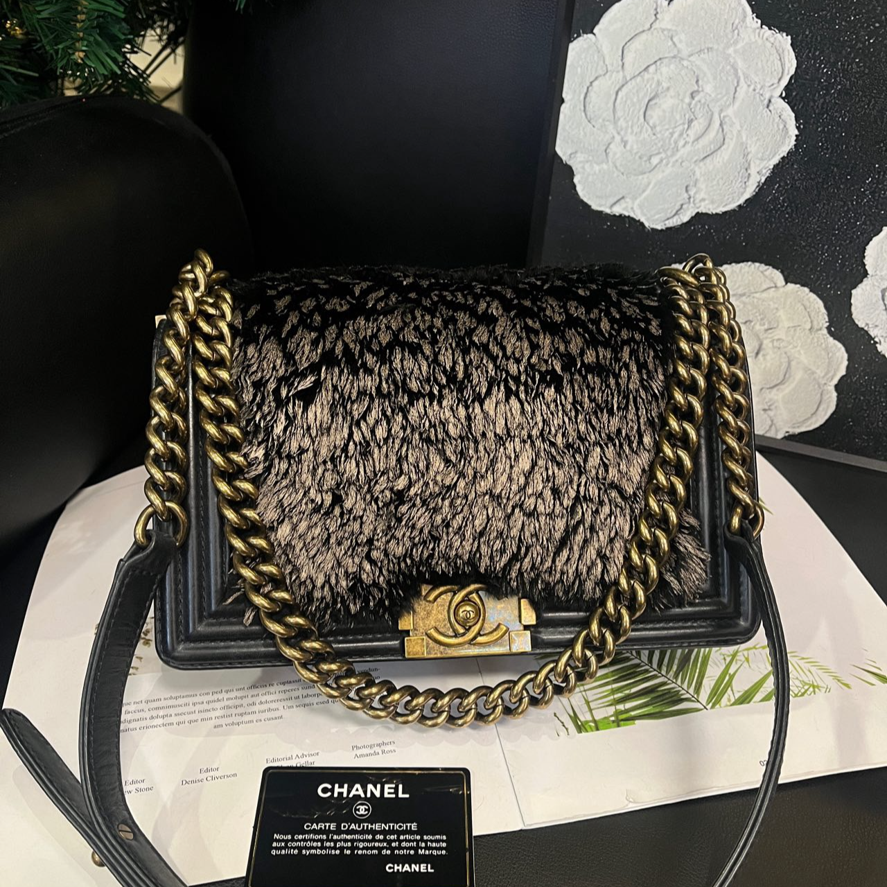 95新 Chanel/香奈儿 黑色贵金属leboy单肩包标卡全14开B1508