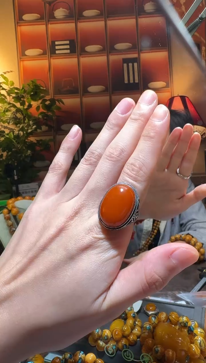 蜜蜡颈饰银S925镶嵌2513天然蜜蜡珠宝奇石