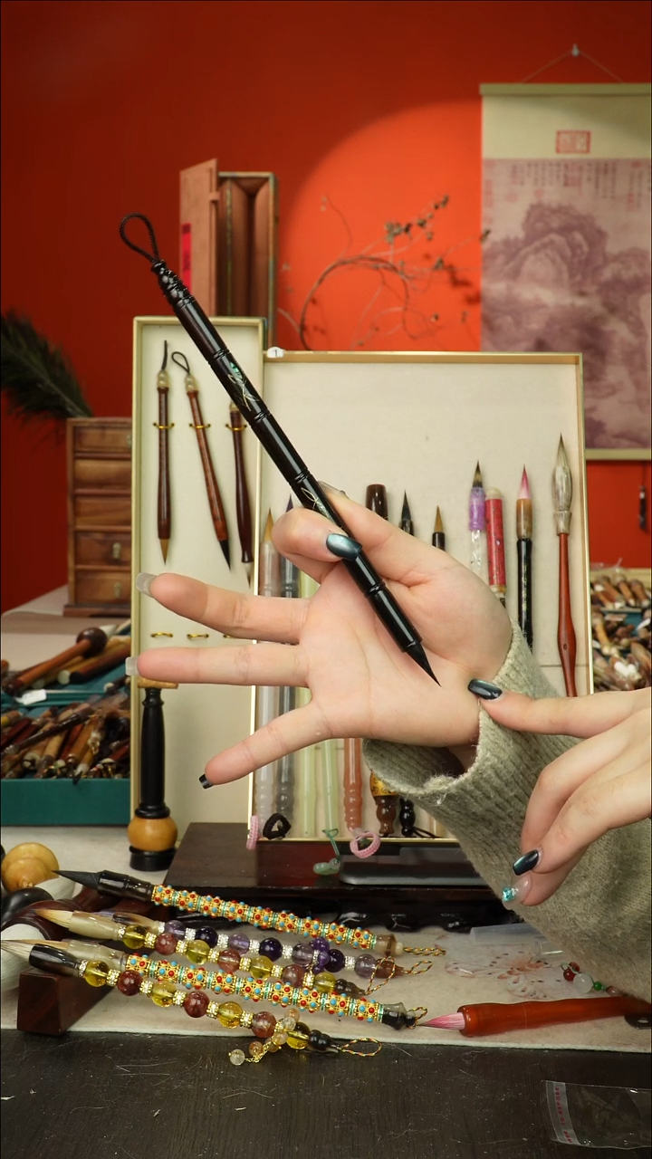 165号闪孤品高货毛笔链接 清水试笔 蘸墨不退