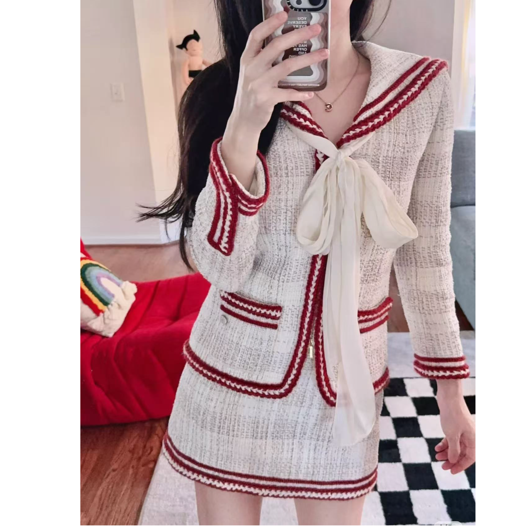 未使用 Chanel/香奈儿 汉堡系列海军领外套 白色/40