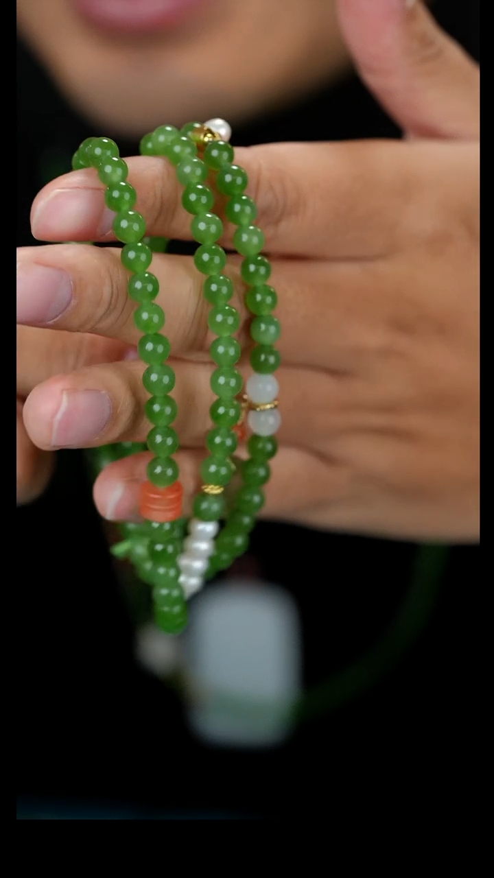 【闪购商品】和田玉（碧玉）颈饰未镶嵌和田玉碧玉108长链（俄料）