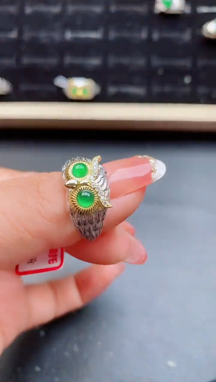 【闪购商品】翡翠戒指银S925镶嵌085503