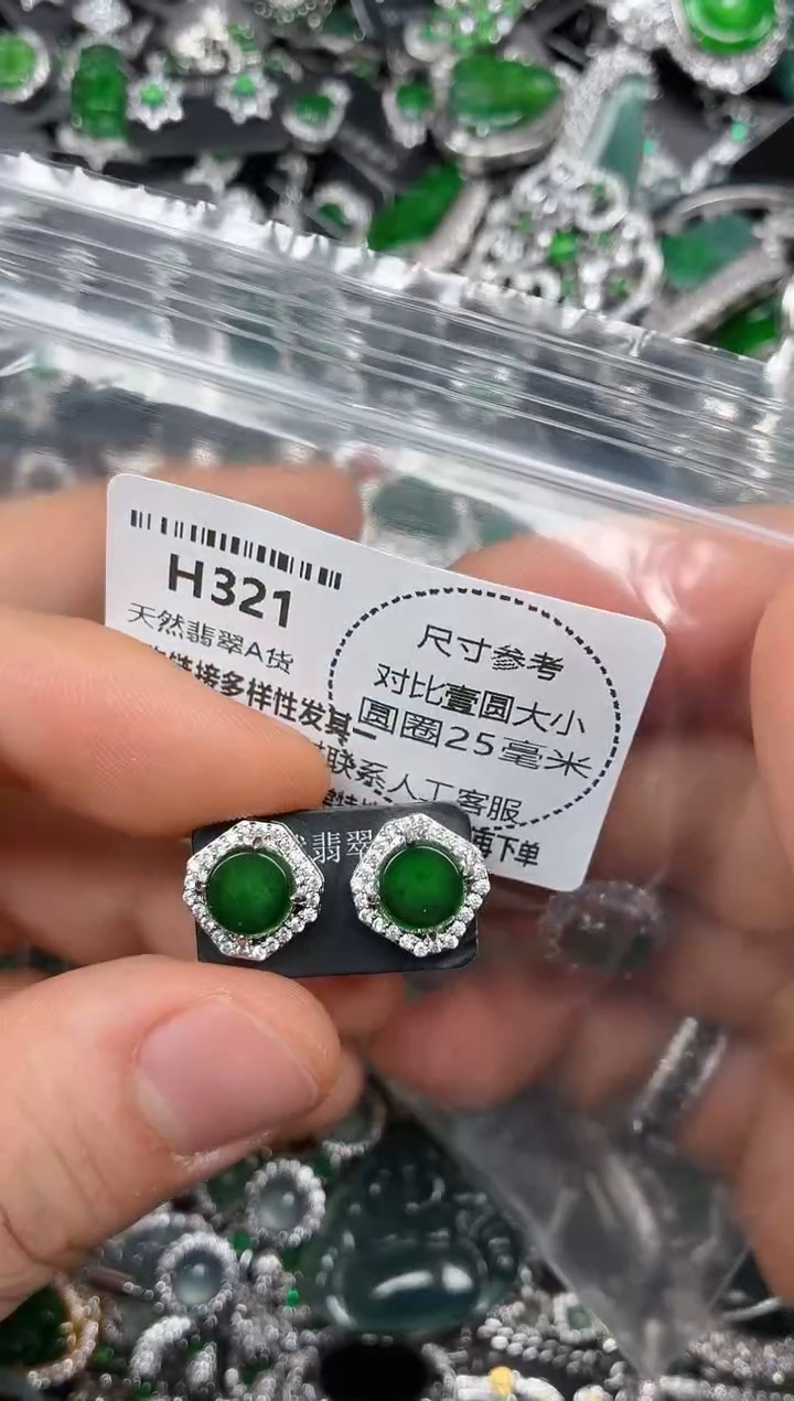 颈饰未镶嵌翡翠H321耳钉