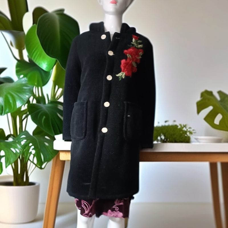 中老年妈妈秋冬装中长款加肥加大码厚外套中式国风风衣