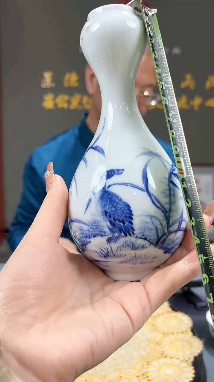 【闪购商品】官窑瓷画院061官窑瓷画院卢雁蒜头瓶